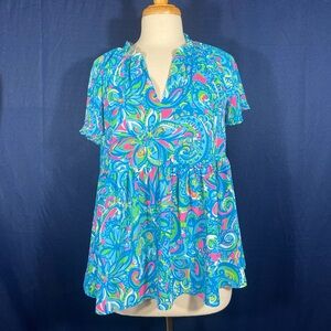 Lilly Pulitzer Zadie Short Sleeve Floral Blouse